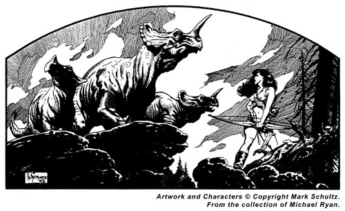 Mark Schultz Hannah and Ceratops Drawing